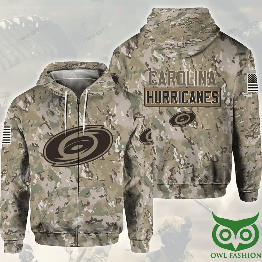 518 NHL Carolina Hurricanes Camouflage 3D Zip Hoodie