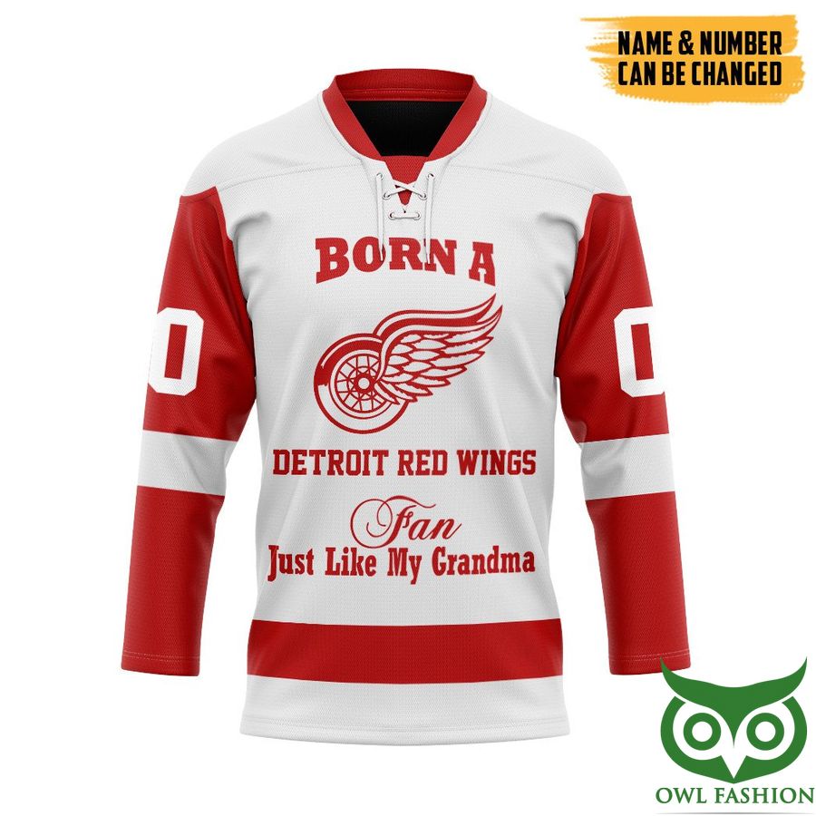 NHL Born A Detroit Red Wings Grandma Custom Name Number Hockey Jersey