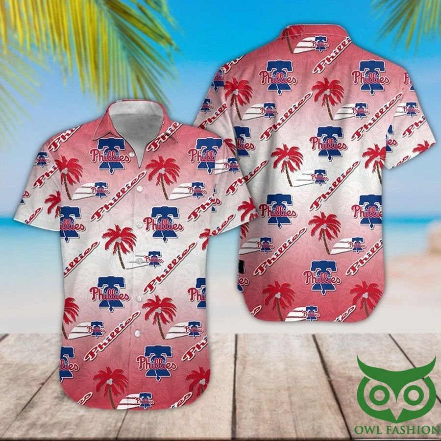 Philadelphia Phillies Red White Gradient Hawaiian Shirt