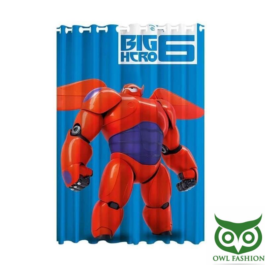 Red Big Hero Bright Blue 3D Printed Window Curtain