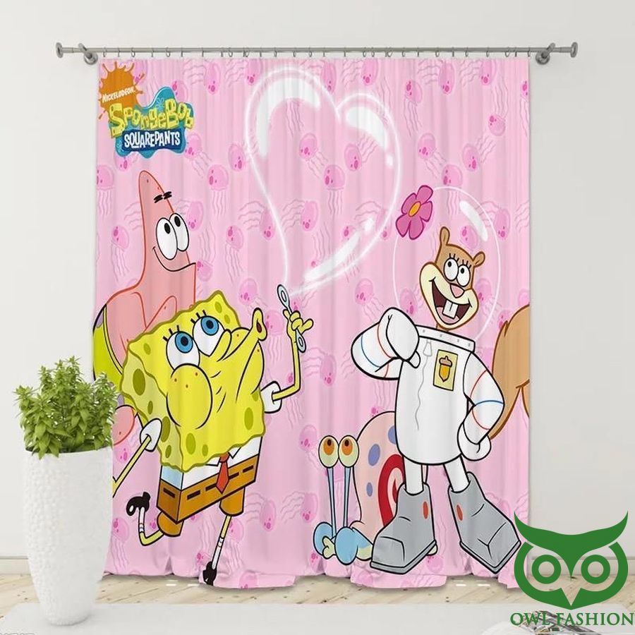 Spongebob Squarepants Heart Bubble Window Curtain