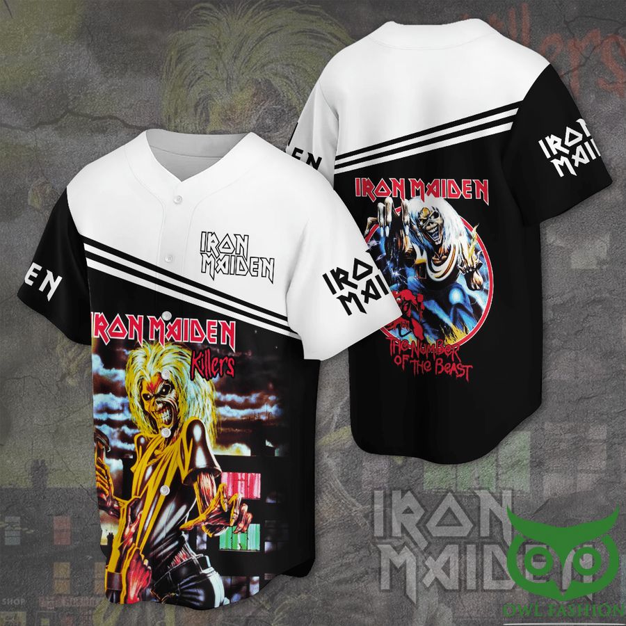 Iron Maiden Killers Black and White Baseball Jersey Shirt