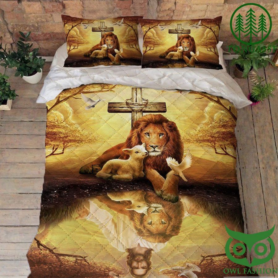 Jesus Christ The Lion And The Lamb Quilt Bedding Set