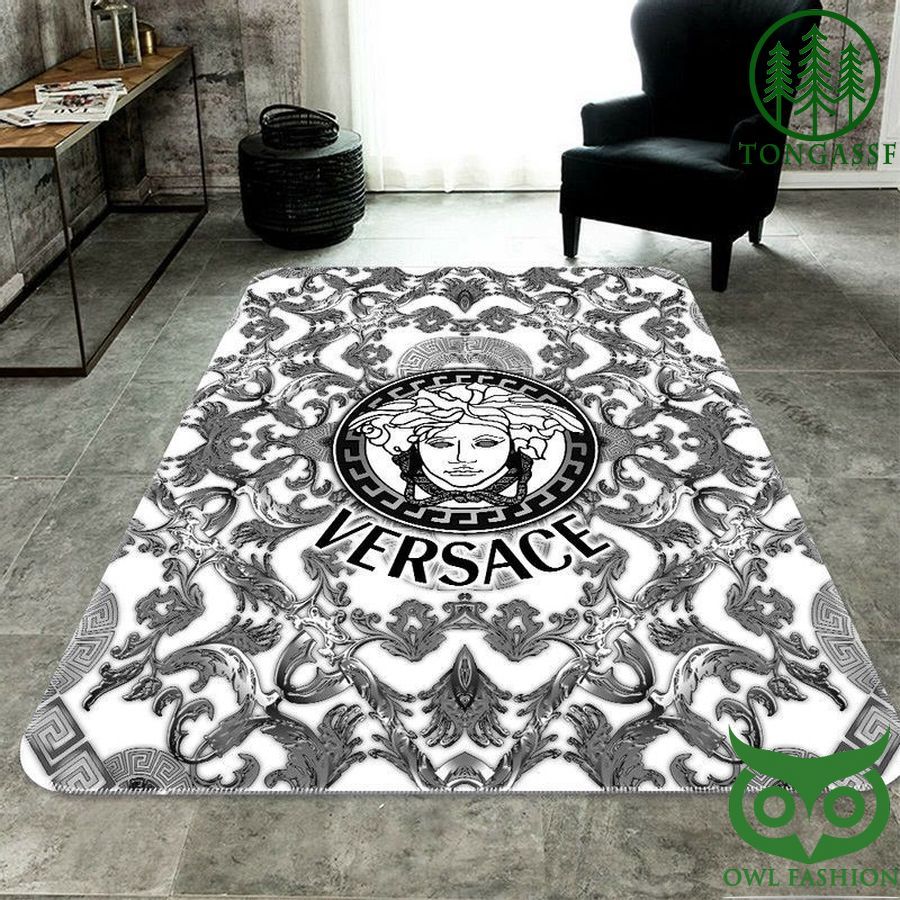 Versace greyscale white Carpet Rug