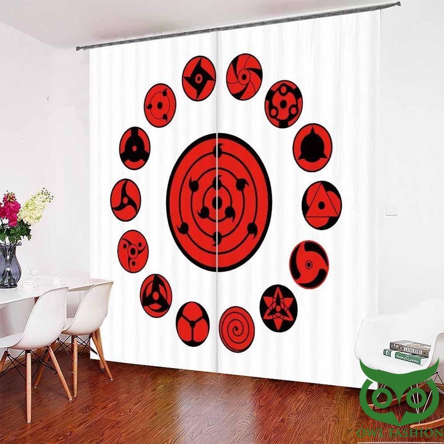Sharingan Naruto Basic White Red Patterns Window Curtain