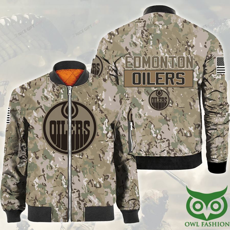 NHL Edmonton Oilers Camouflage Bomber Jacket