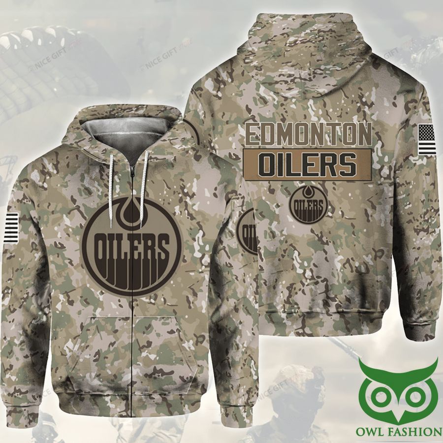NHL Edmonton Oilers Camouflage 3D Zip Hoodie