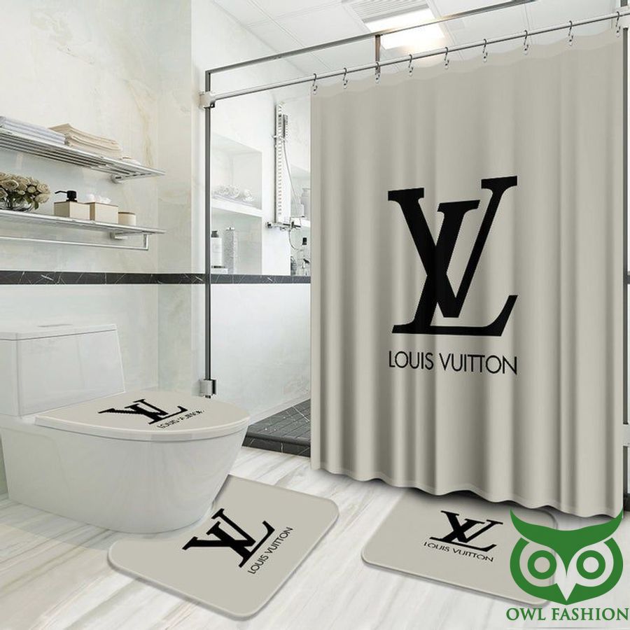 Luxury Louis Vuitton Beige with Black Logo Window Curtain