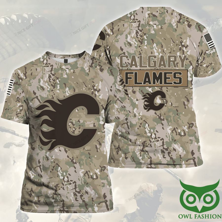 NHL Calgary Flames Camouflage 3D T-shirt