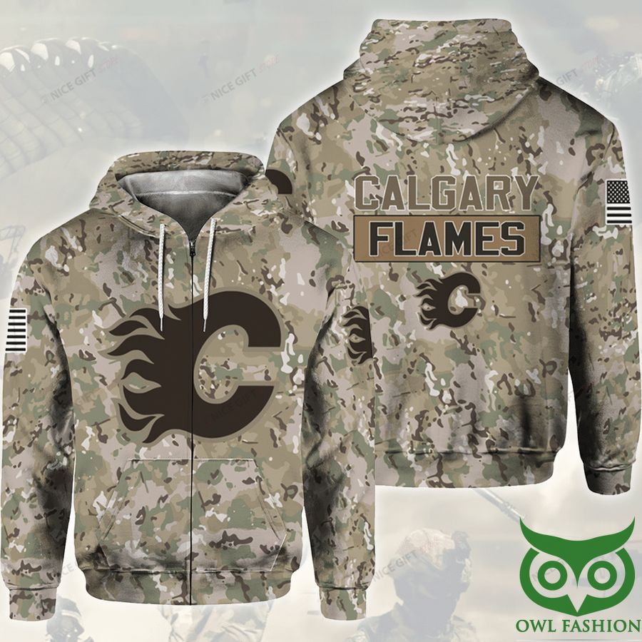 NHL Calgary Flames Camouflage 3D Zip Hoodie