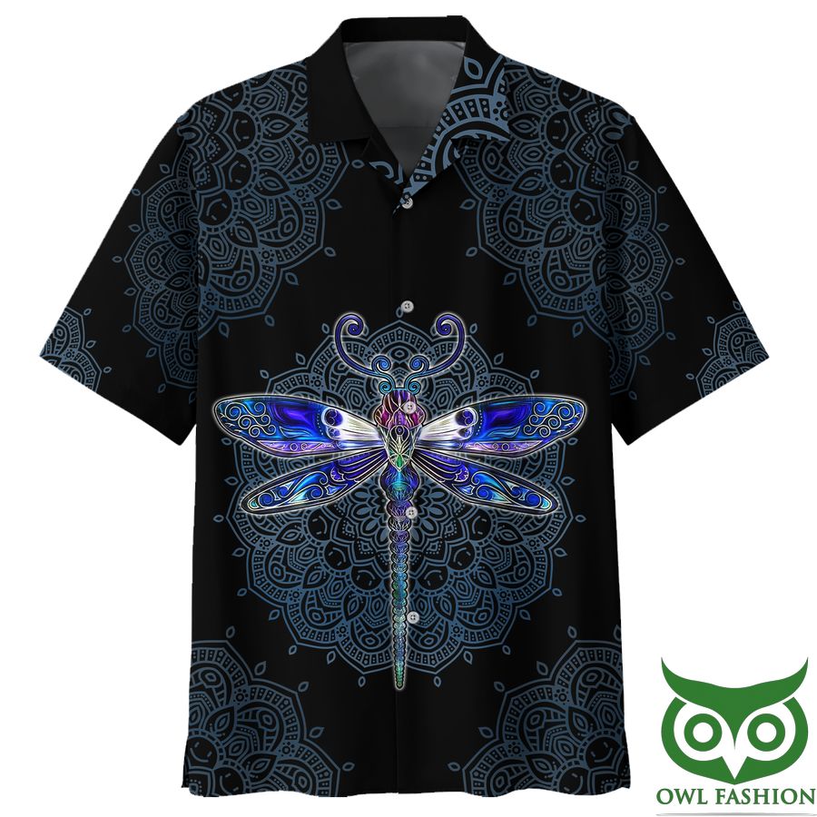 Butterfly Black and Blue Patterns Hawaiian Shirt