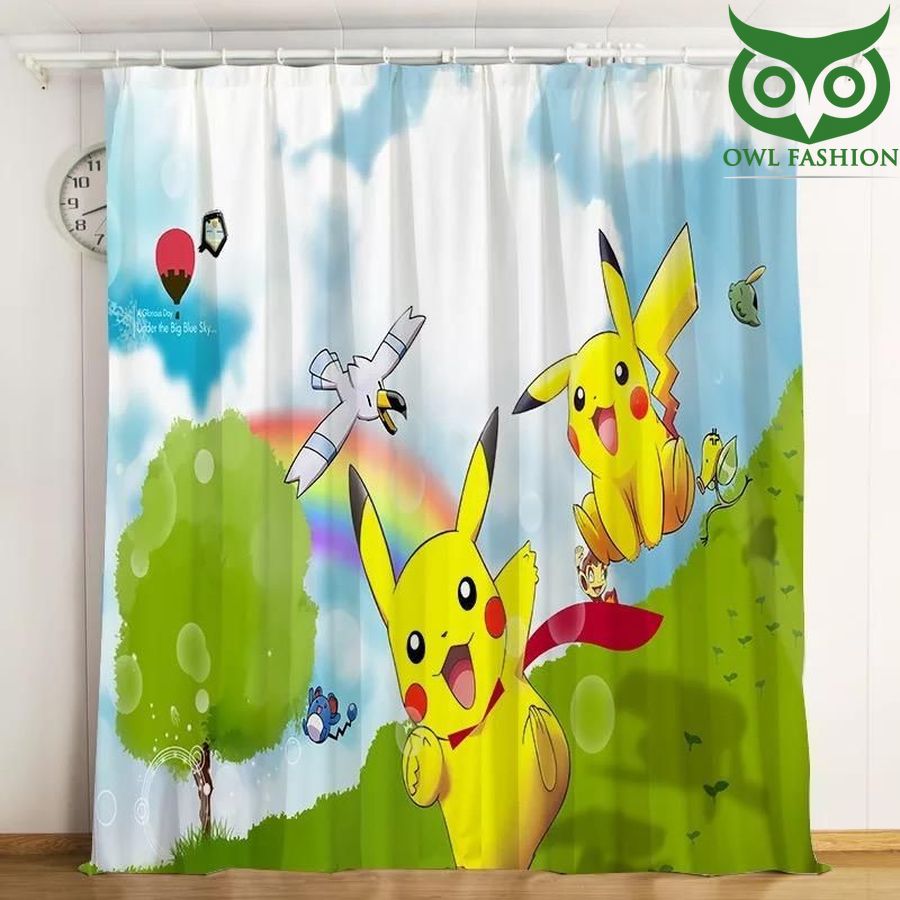 Pokemon Pikachu Hangout 3d Printed Window Curtains Home Decor