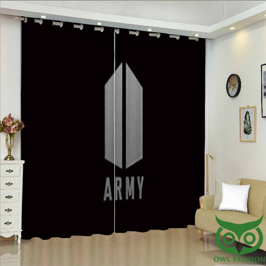 BTS Kpop Army Fandom Logo Black Windows Curtain