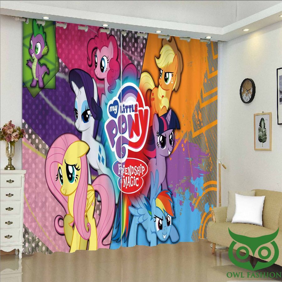Grunge Colored With Dots My Little Pony Friendship Window Curtain