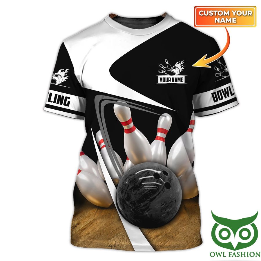 Custom Name Bowling Black n White Game 3D T-shirt