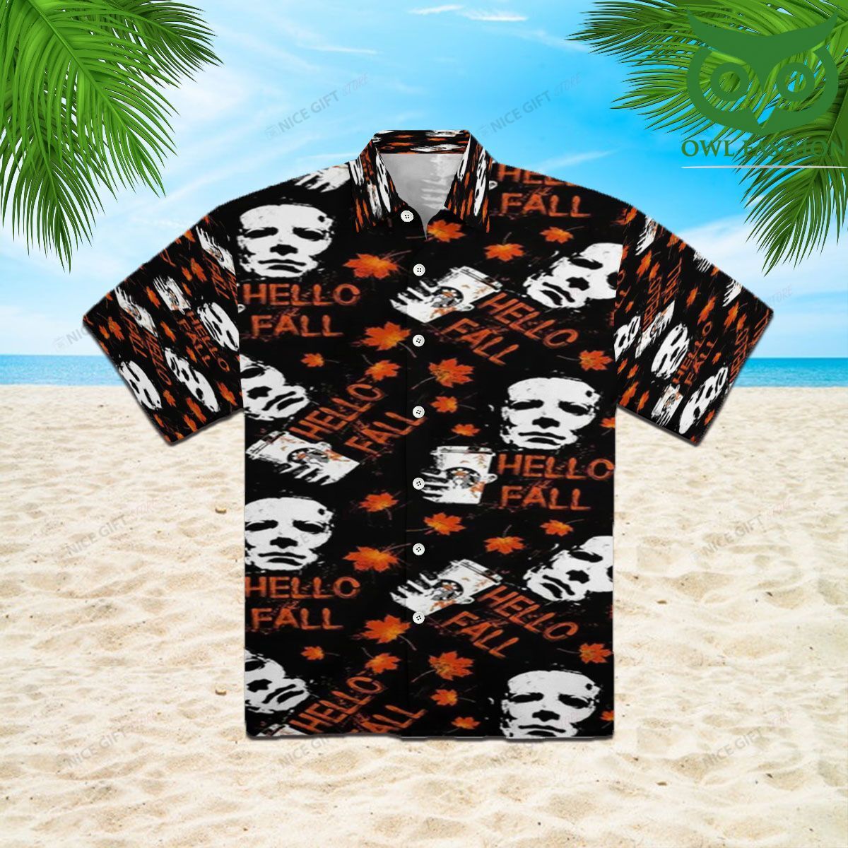 Michael Myers Hello Fall Pattern Hawaiian 3D Shirt