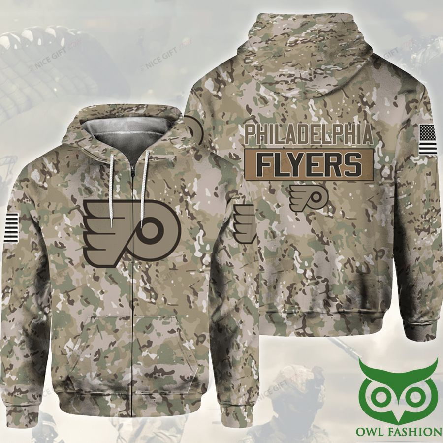 NHL Philadelphia Flyers Camouflage 3D Zip Hoodie