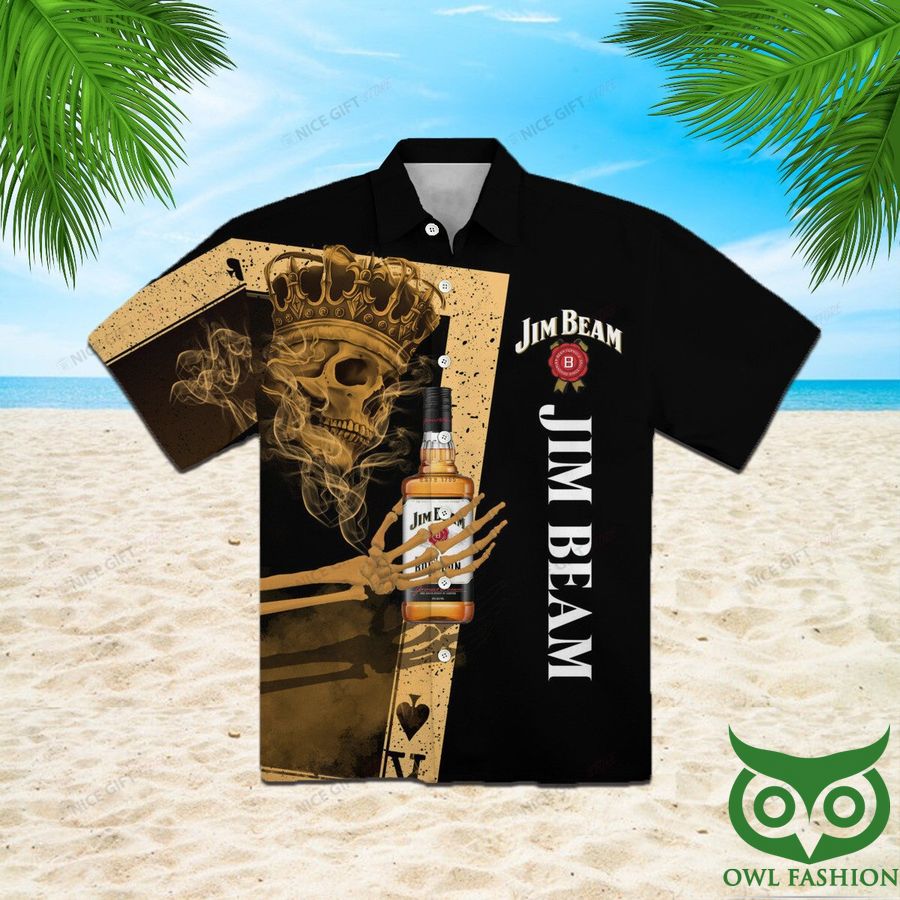 57 Jim Beam Gradient Black Skull Crown Hawaiian Shirt