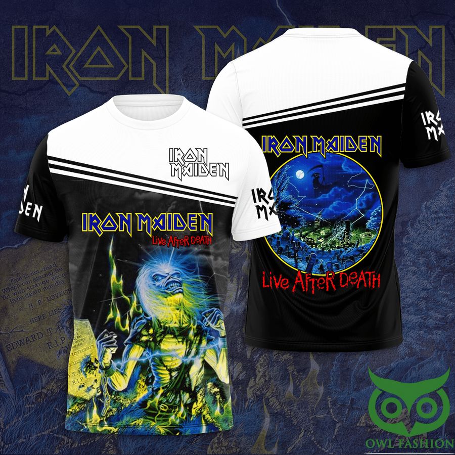Iron Maiden Live After Death White Black 3D T-Shirt