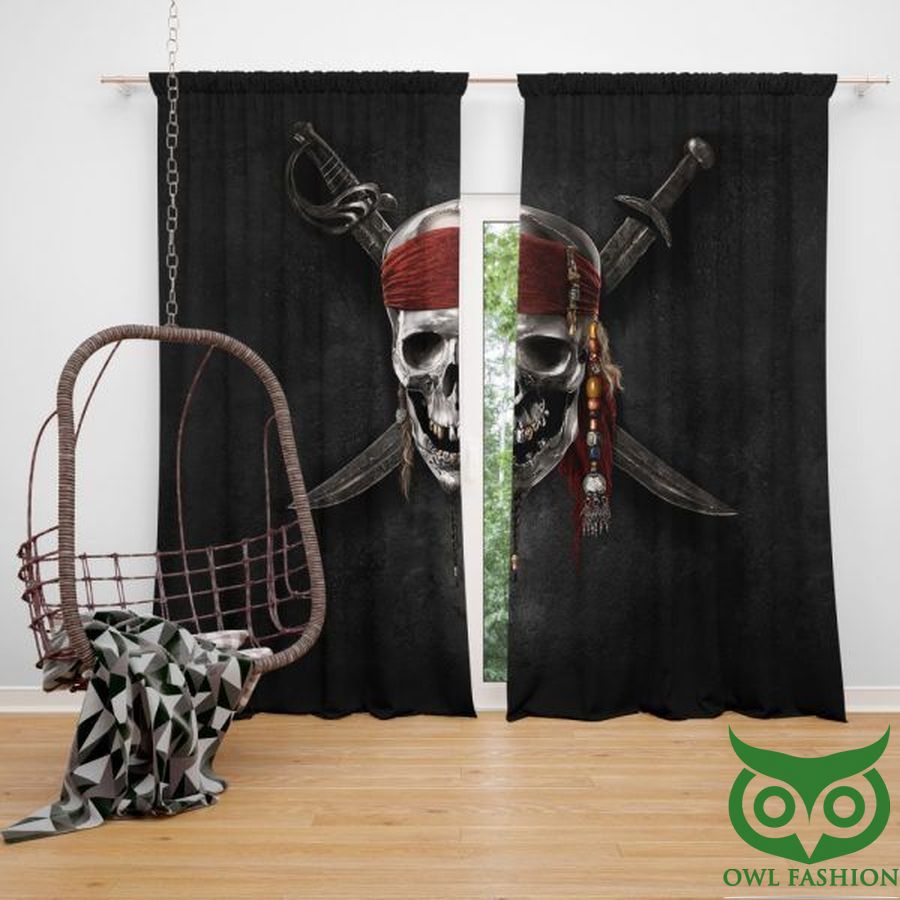Pirates Of The Caribbean Movie Dead Skull Window Curtain