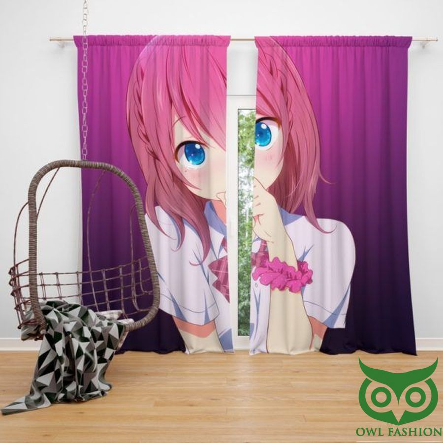 Anime Girl Yawning Teen Bedroom Window Curtain