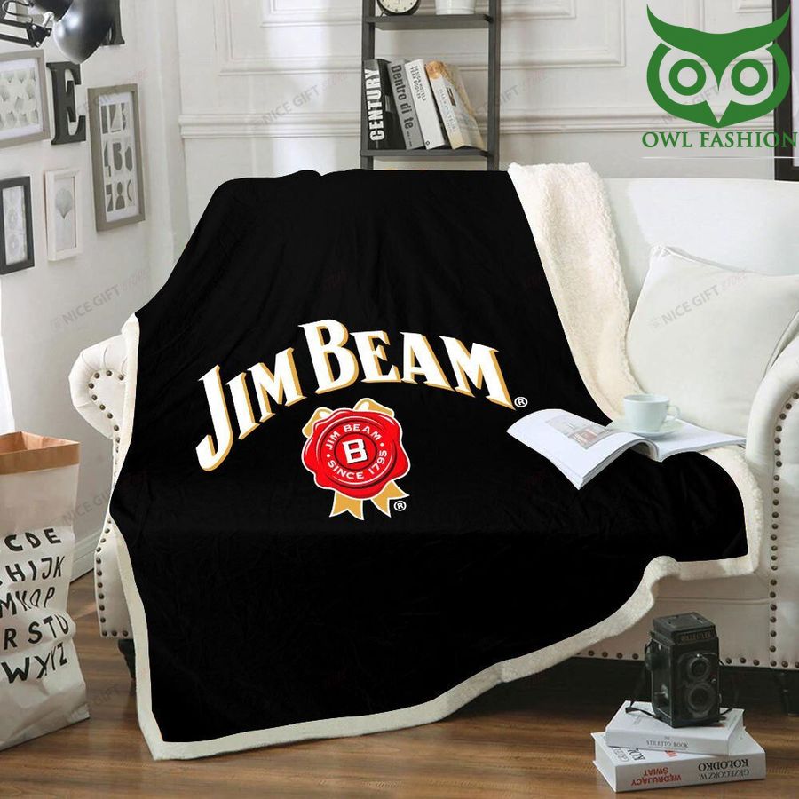 Jim Beam logo black Fleece Blanket 