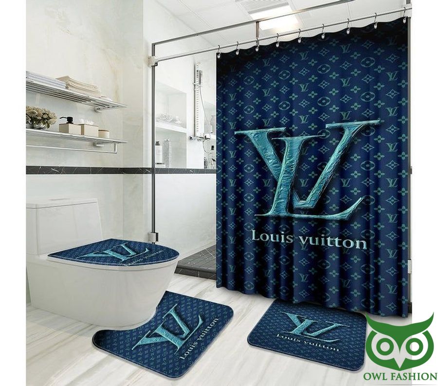 Luxury Louis Vuitton Dark Blue with Monogram Logo Window Curtain