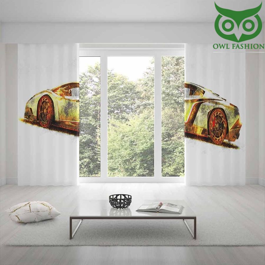 White Background Gold-plated Car Window Curtains Home Decor
