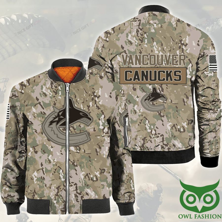 594 NHL Vancouver Canucks Camouflage Bomber Jacket