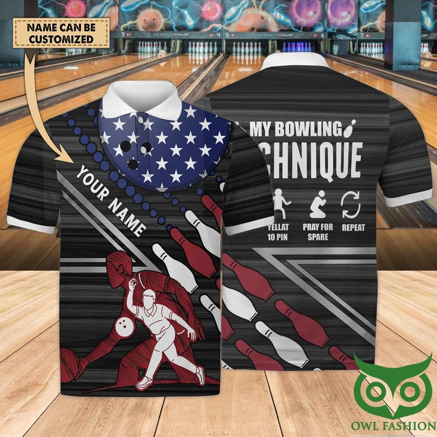 Custom Name Bowling My Technique Gray 3D Polo