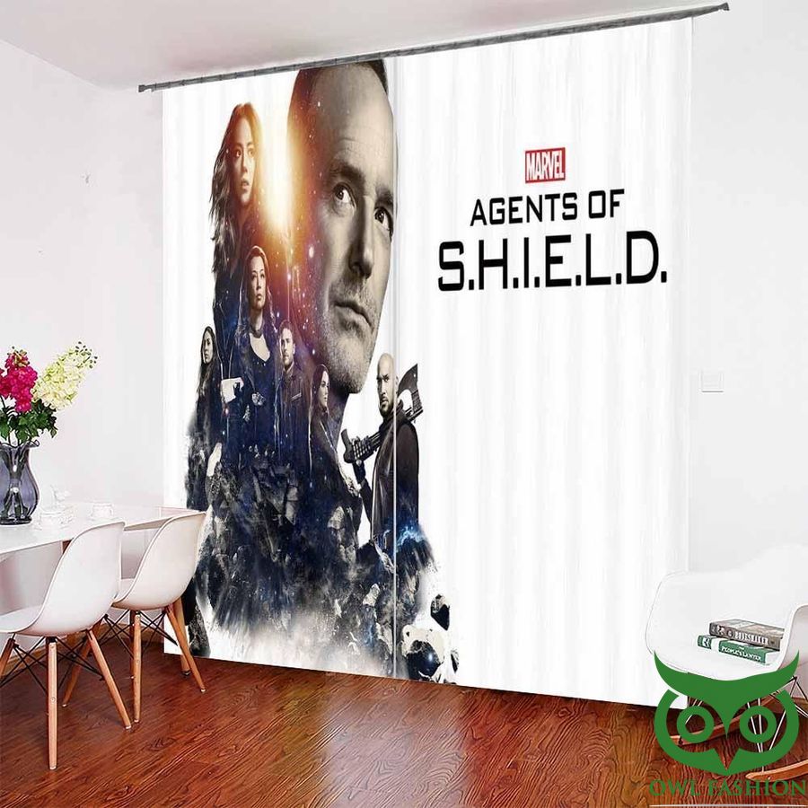White Background Marvel Agents Of Shield Window Curtain