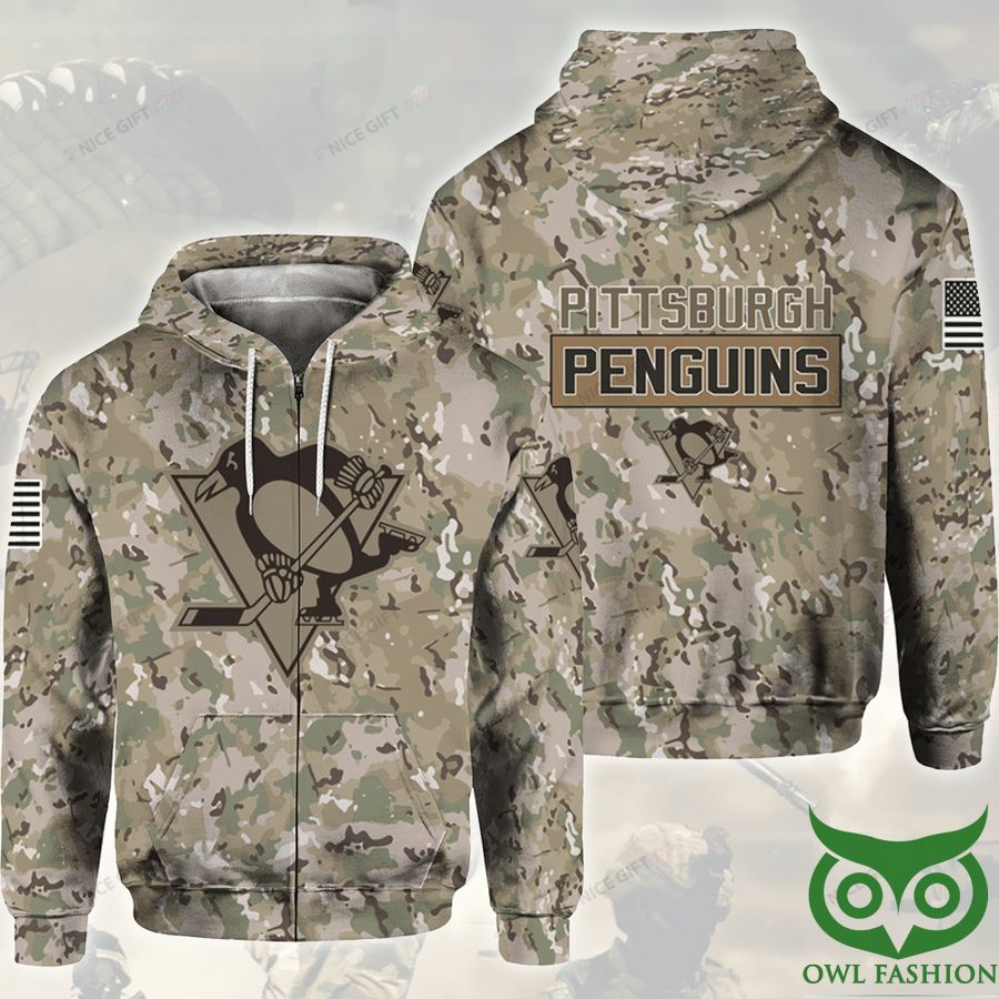 NHL Pittsburgh Penguins Camouflage 3D Zip Hoodie