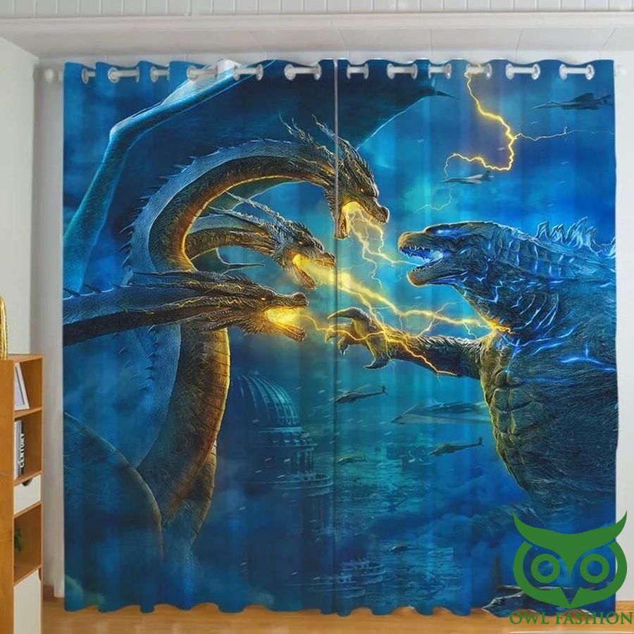 Godzilla And Monster 3D Printed Window Curtain