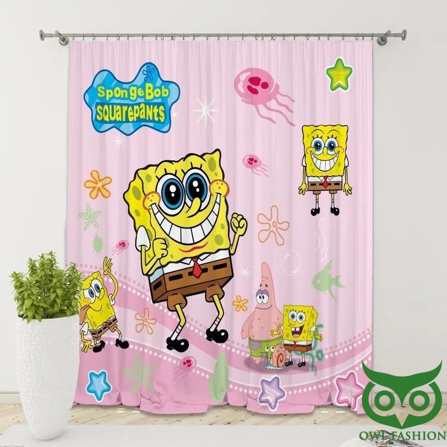 Spongebob 3D Printed Windows Curtain For Girls