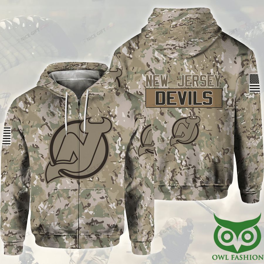 NHL New Jersey Devils Camouflage 3D Zip Hoodie