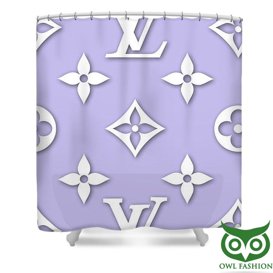 Louis Vuitton Luxury Pastel Purple White Logo Window Curtain