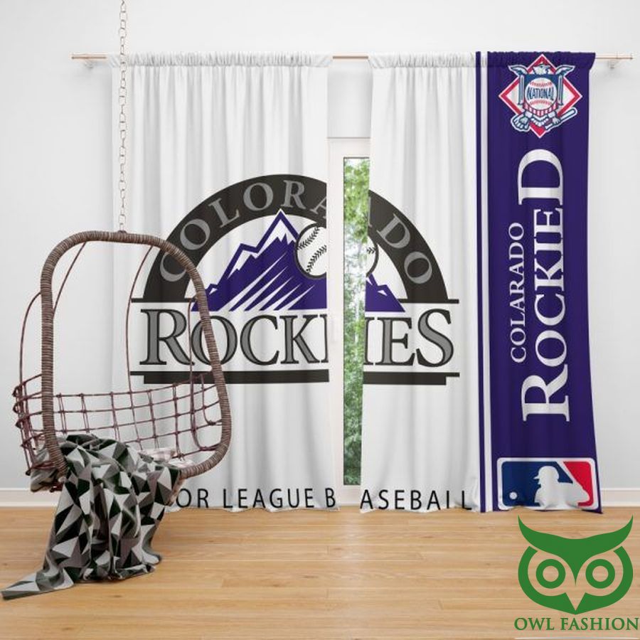 MLB Baseball Colorado Rockies Team Logo Windows Curtain