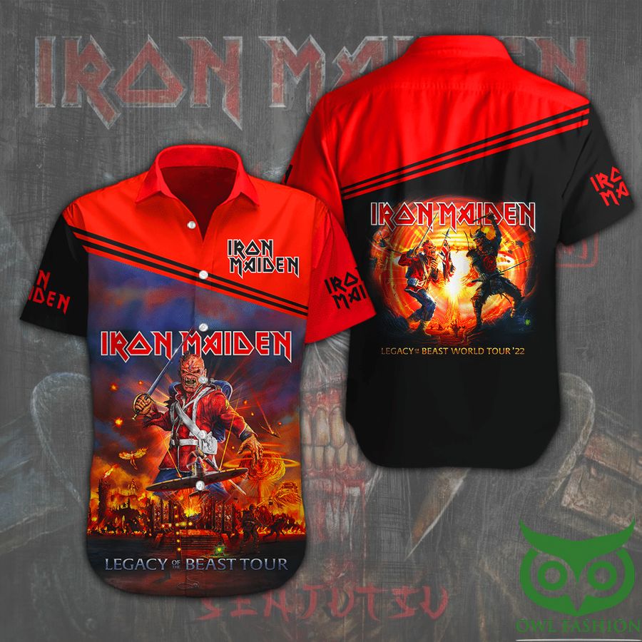Iron Maiden Legacy Beast Fire Red Black Hawaiian Shirt