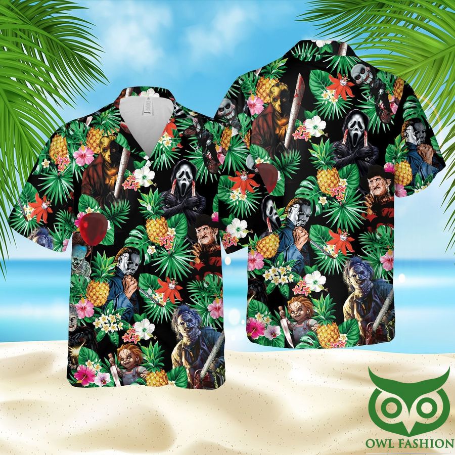 Horror Pineapple Leave Hawaiian Shirt and Shorts