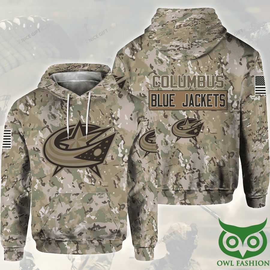 NHL Columbus Blue Jackets Camouflage 3D Hoodie