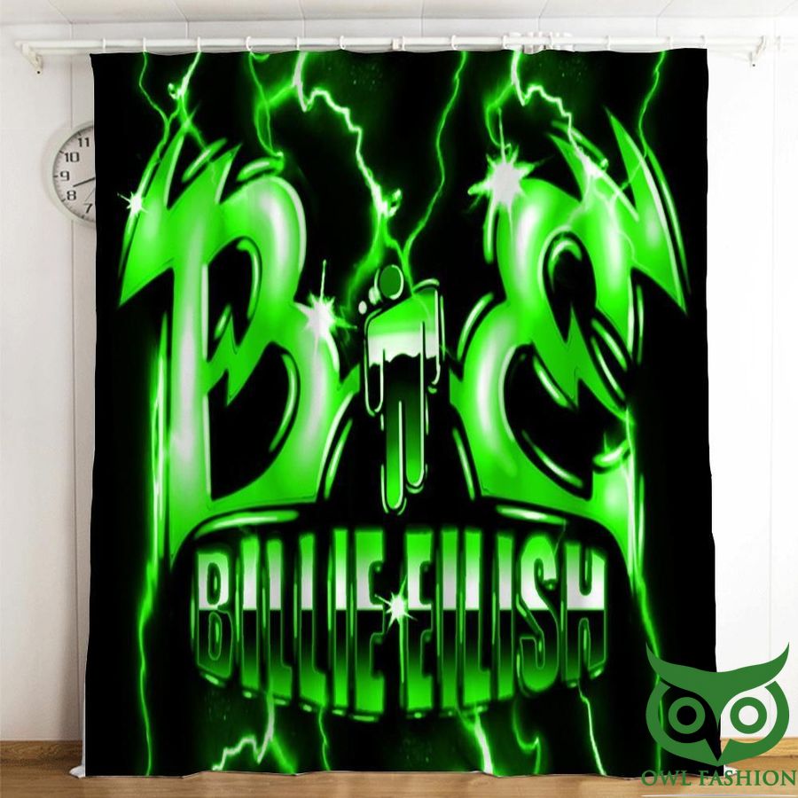 Green Billie Eilish 3D Printed Window Curtain