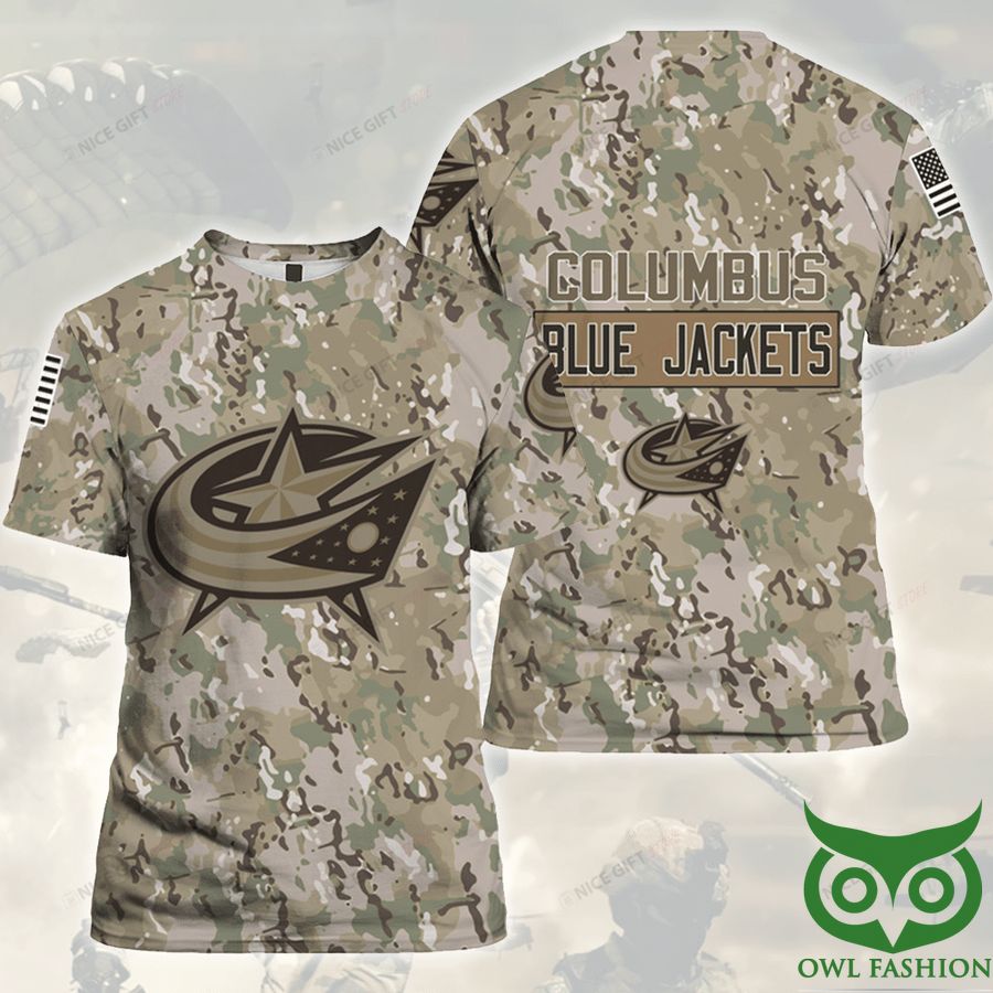 NHL Columbus Blue Jackets Camouflage 3D T-shirt