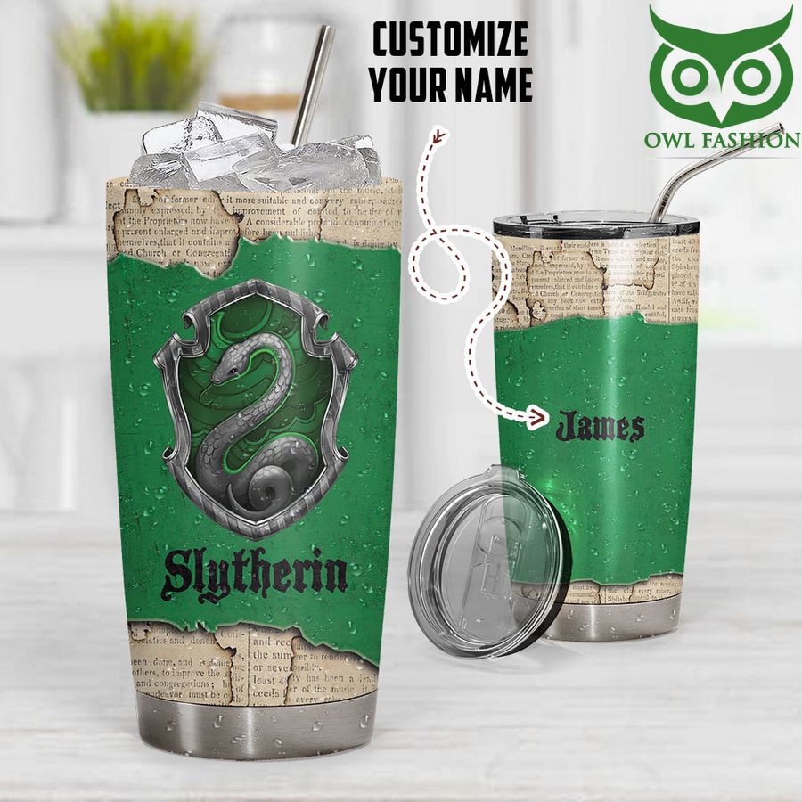Harry Potter Inspired Slytherin Tumbler with Lid and Straw, Harry Potter  Merch
