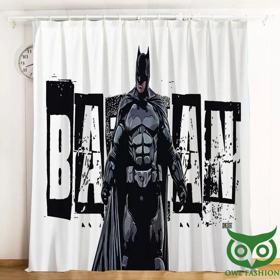 Dc Batman Superhero Art On White Themed Window Curtain