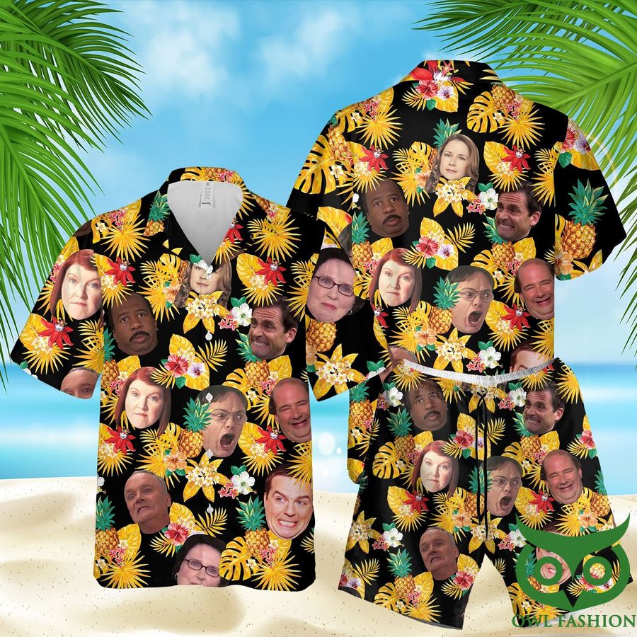 The Office Funny Tropical Pineapple Hawaiian Shirt and Shorts