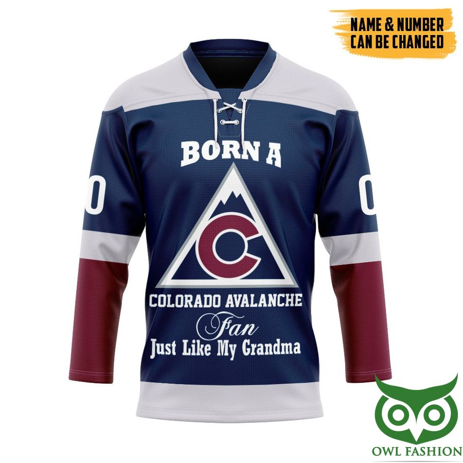 NHL Born A Colorado Avalanche Grandma Custom Name Number Hockey Jersey
