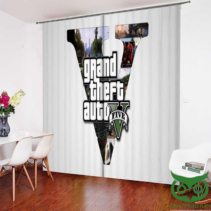 White Background Grand Theft Auto V Window Curtain