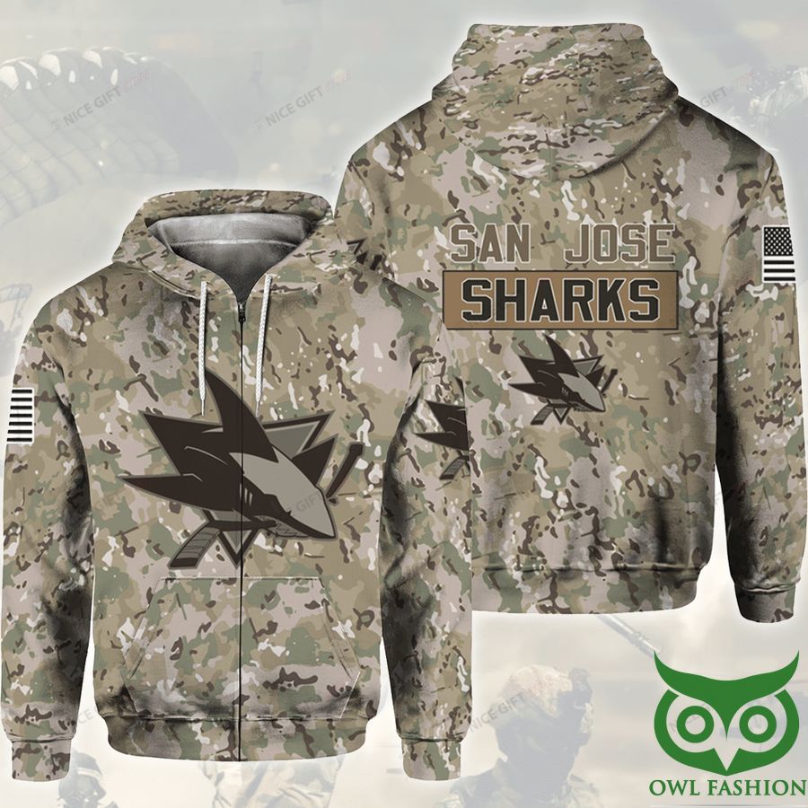 NHL San Jose Sharks Camouflage 3D Zip Hoodie