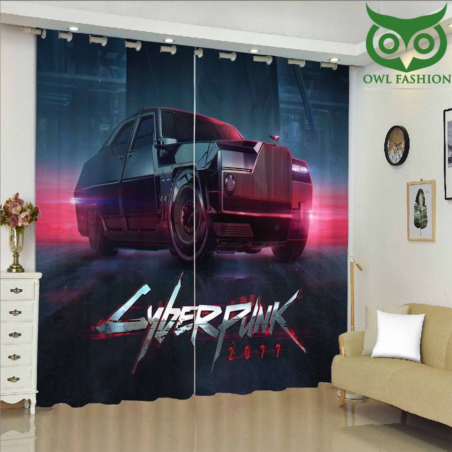 Cyberpunk 2077 Vehicle Artwork Window Curtains Home Decor