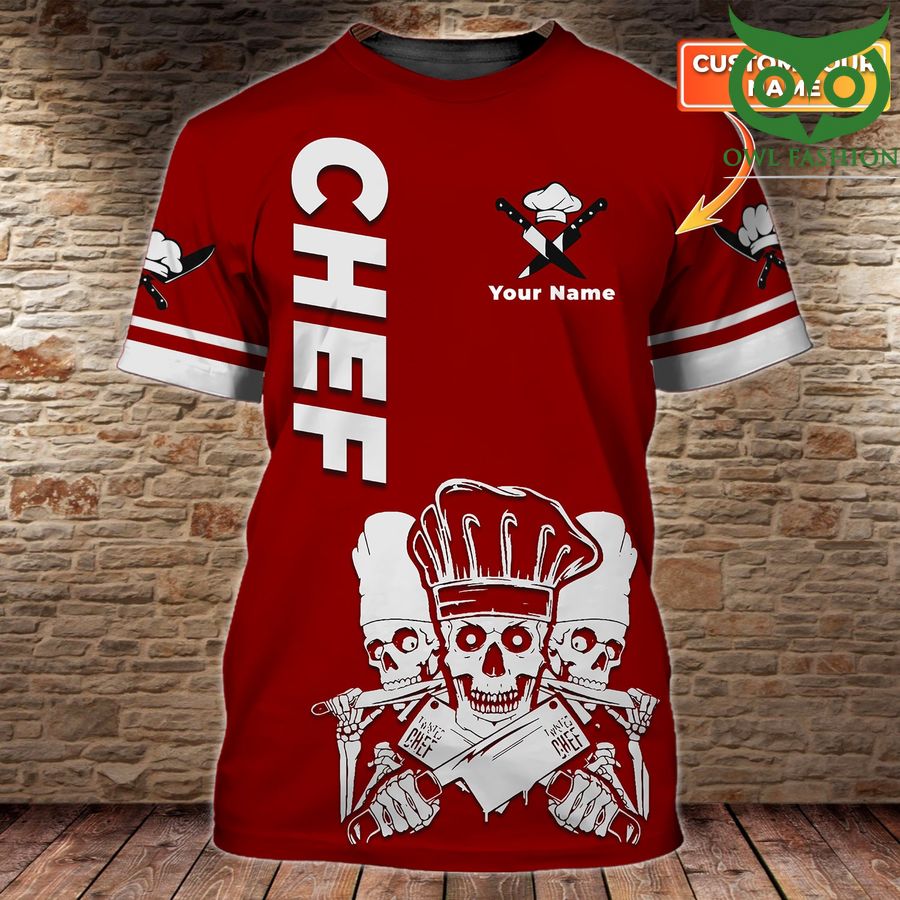 Chef Cook red Personalized Name 3D Tshirt